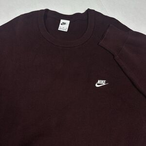 Nike Swoosh Knit Sweater Mens Burgundy Crewneck Embroidered Logo Casual 3XL